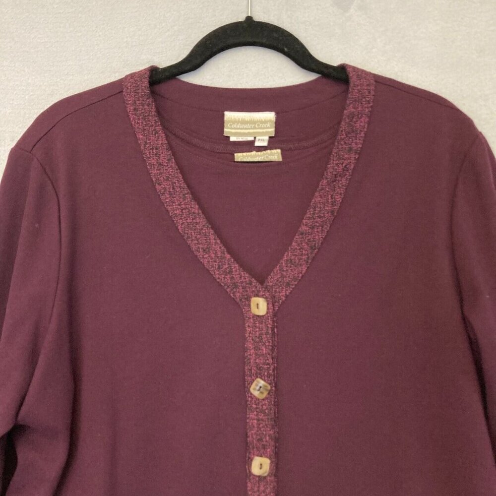 Coldwater Creek Maxi Dress & Cardigan Sweater Set PXL Burgundy Modest XL Petite - Picture 9 of 16